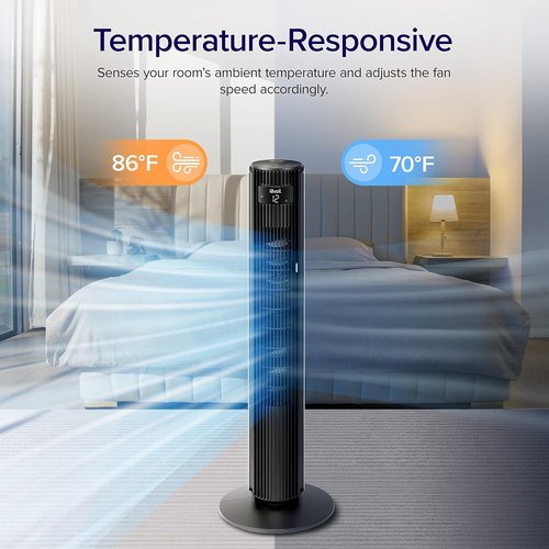 LEVOIT Classic 42-Inch Tower Fan - 1252 CFM Powerful Cooling, 25dB Quiet Operation, 12-Hour Timer, Remote Control