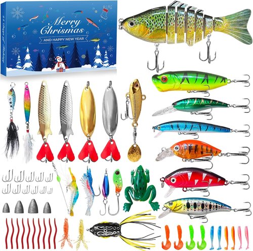 Advent Calendar 2025 Fishing Lure - Lifelike Multi-Jointed Swimbait Gift for Men & Boys | 24 Days of Surprises