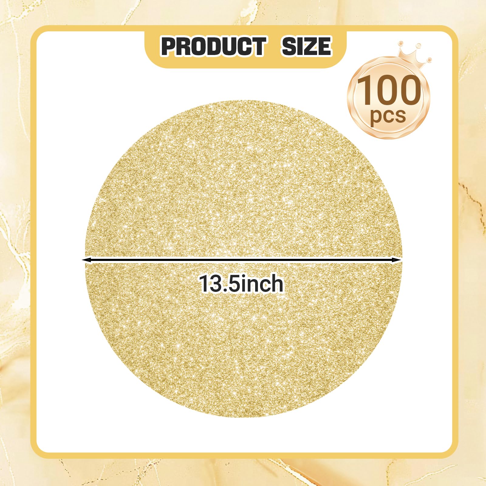 SMUAENSS 100 PCS Rose Gold Paper Placemats Disposable, 13.5" Round Disposable Table Mats, Rose Golden Shiny Table Mats for Birthday Wedding Holiday Party Home Dining Tableware