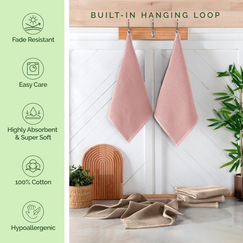 Elegant Comfort 100% Turkish Cotton 24-Pack Waffle Premium Kitchen Towels - Quick Drying and Super Absorbent Kitchen Dishcloth Towels, Ultra Soft Multi-Purpose Cleaning Towels, 16 x 25, Dusty Rose
