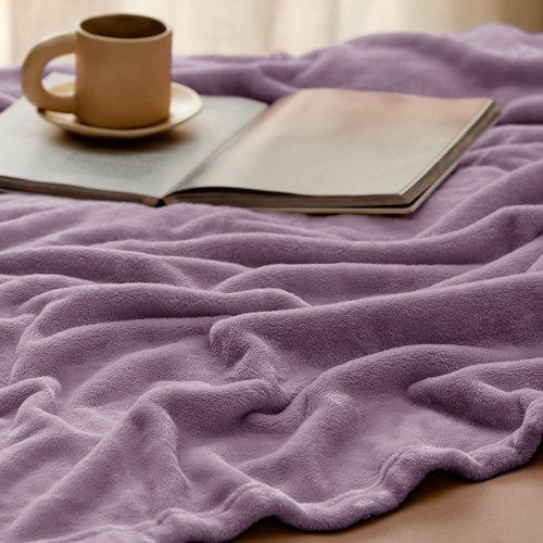 Bedsure GentleSoft Fleece Blanket - King Size Cozy Plush Microfiber in Fog Purple, 108x90 Inches