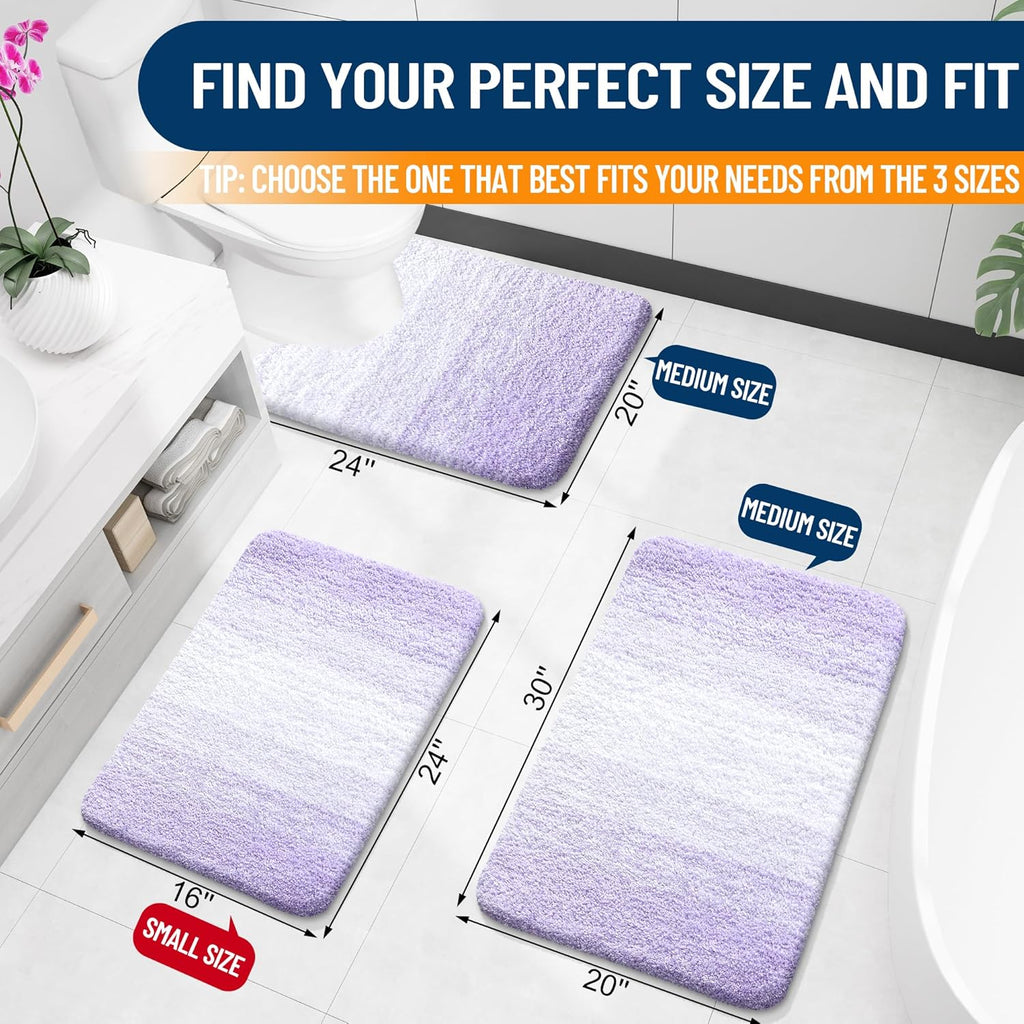 OLANLY Bathroom Runner Rug - Extra Soft Microfiber Mat 59x24 | Quick Dry, Washable, Light Purple