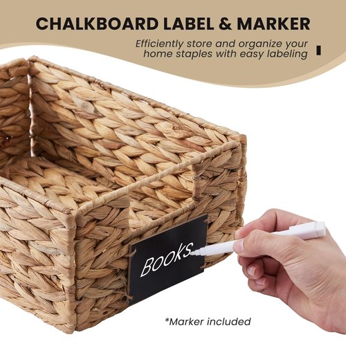 rectangular hyacinth wicker baskets with liners for storage, kitchen, laundry 12x9x5 iNCHES (Natural, 12x9x5 Inches)