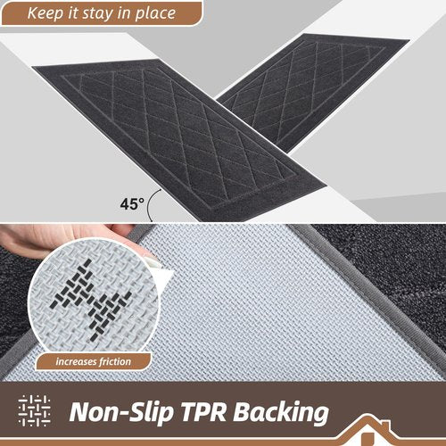 BEQHAUSE Dirt Trapper Door Mat 32" x 48", Doormat Non-Slip Entryway Rugs Washable, Dog Door Mat Stain Resistant and Absorbent Welcome Floor Mat for Front Back Door, Mud Wet Shoes & Paws, Dark Grey