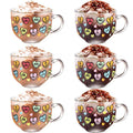 Sliner 6 Pcs Valentines Day Candy Heart Glass Coffee Mugs with Handle, 16 oz Clear Love Conversation Coffee Mugs Irish Glasses Cups for Valentine Gifts Beverages Latte Hot Chocolate(Conversation)