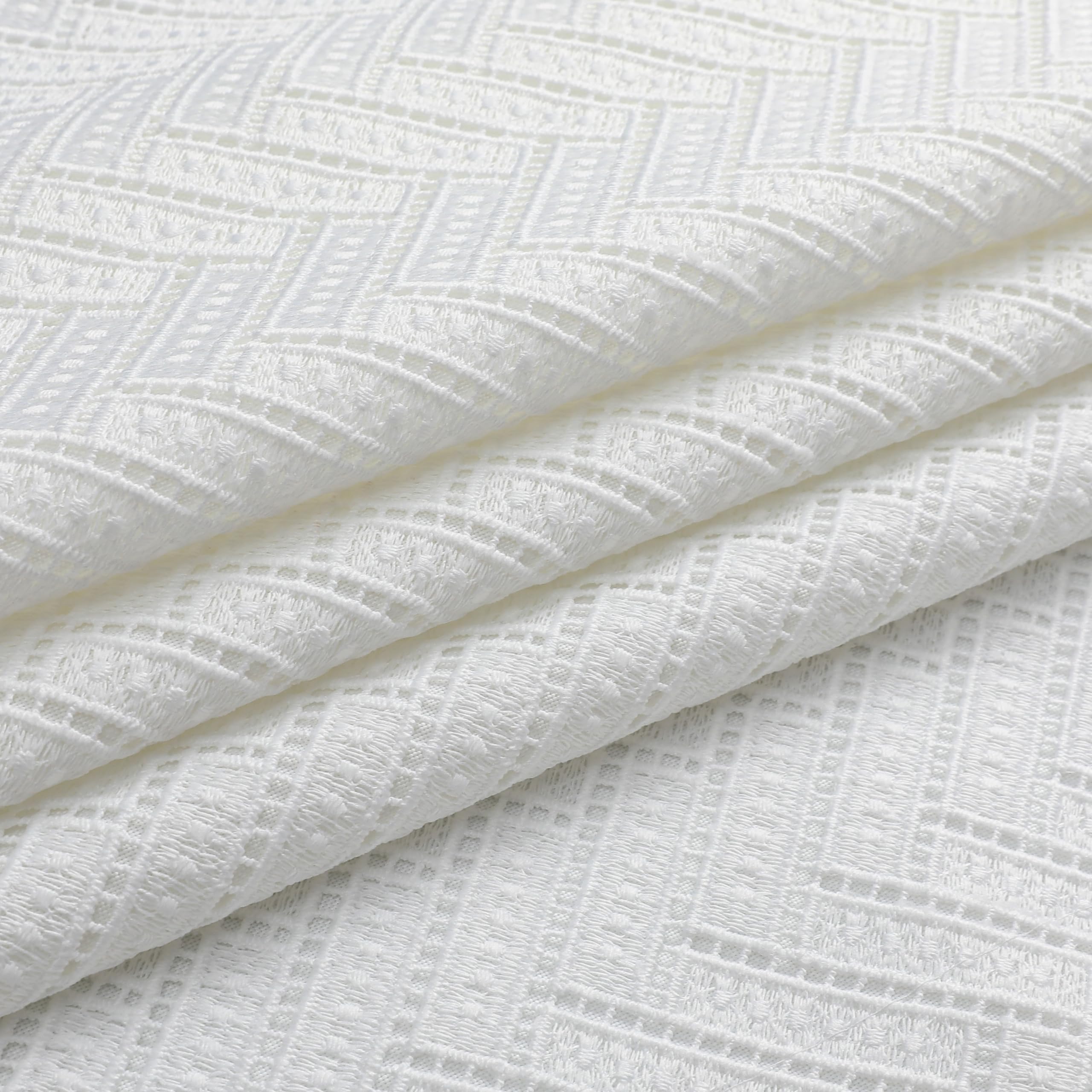 Majestic Giftware Polyester Tablecloths for Rectangle Tables - TC1728UL | (60/90) Lace Zig Zag Chevron - Unlined Design Dining Table Cover | Decorative Washable Tablecloth for Home & Kitchen