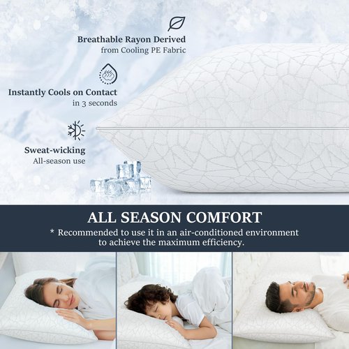 COZSINOOR Bed Pillows Queen Size - Breathable Premium Down Alternative Pillows Set of 2 for Side, Back, and Stomach Sleepers Hotel Quality Fluffy Soft Microfiber Fill Skin-Friendly