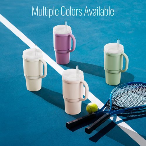 NiHome Tumbler Handles Compatible with 20oz Stanley Quencher 20oz YETI Rambler Tumblers, Silicone Tumbler Handles for Home Travel Outdoors Daily Use, BPA-Free and Dishwasher Safe (Cream)