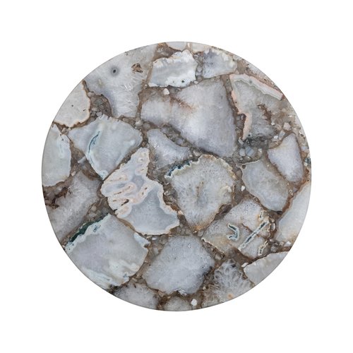 Creative Co-Op Round Agate Lazy Susan with Mango Wood Base, Natural