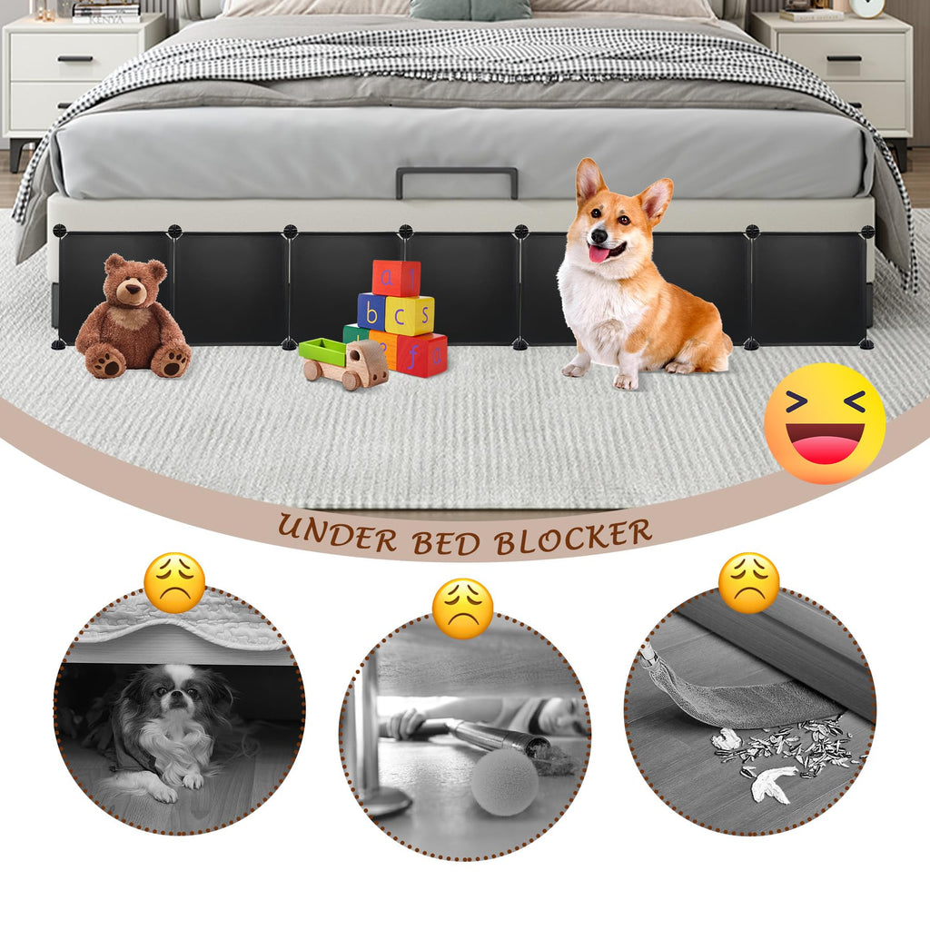 Professional Under Bed Blocker for Pets, 11.8" Height 248" Length in Total, Multi-Purpose Under Bed Blockers, Underbed Blocker for Pets Fit Queen, King Bed 3 Sides