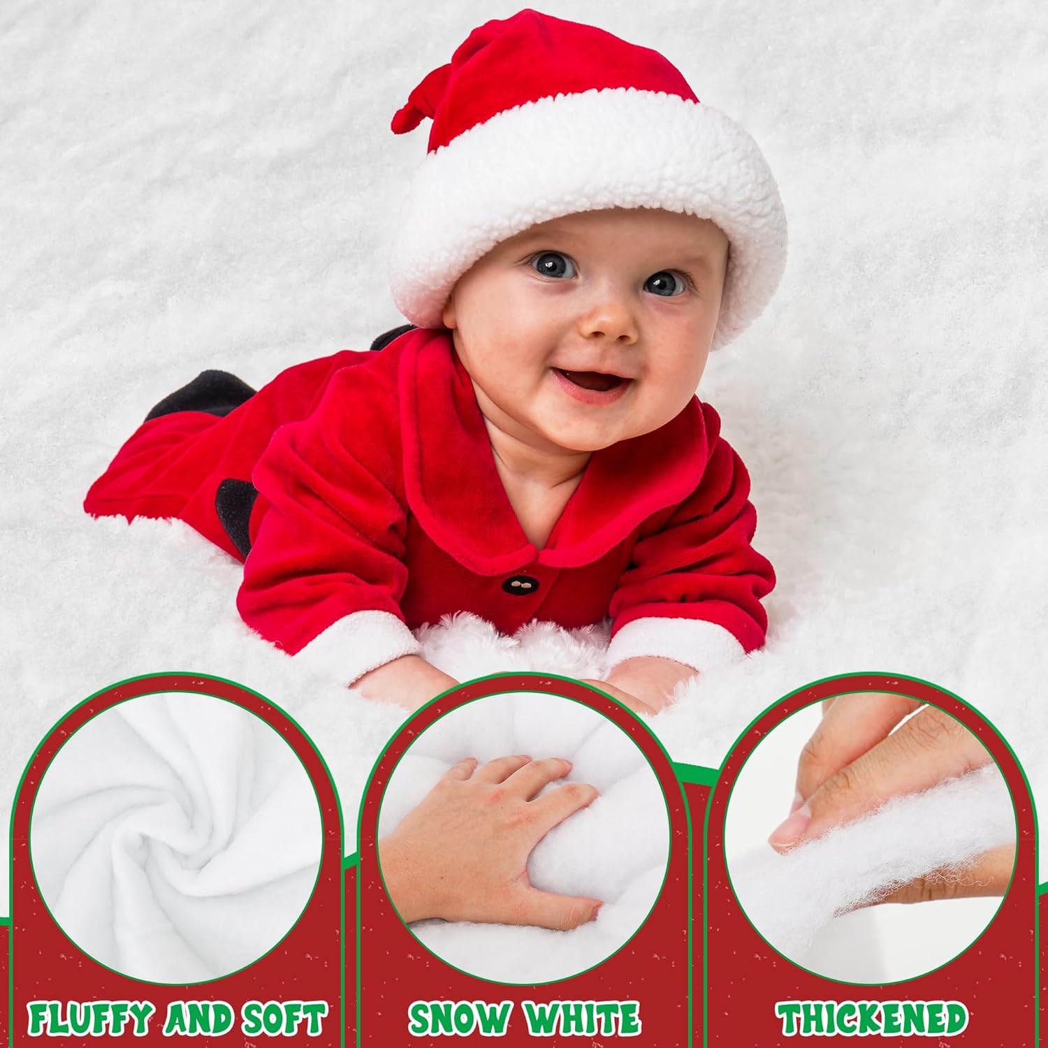 QZYL Snow Blankets - 2 PCS Thick 3x8 FT Artificial Fake Snow for Christmas Village Displays | Winter Wonderland Decor