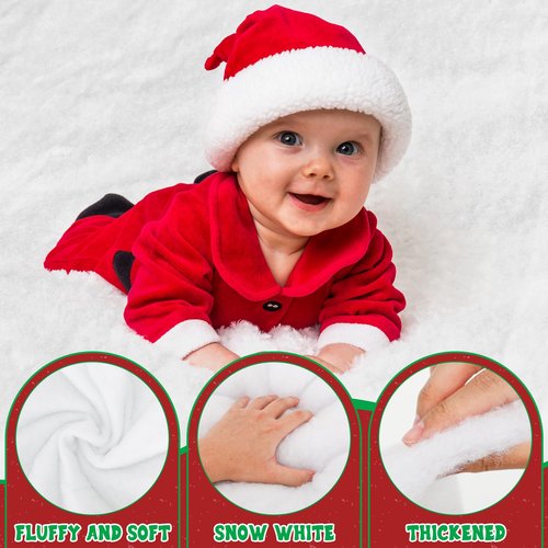 QZYL 2 PCS Snow Blankets, 3×8 FT Thick Xmas Artificial Fake Snow Blanket for Christmas Village Display, Christmas Decorations, Fluffy Christmas Blanket for Winter Wonderland Decorations Table Runner
