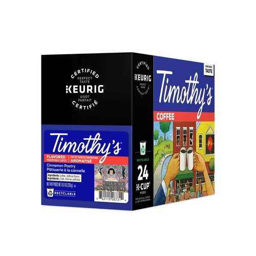 Timothy's Cinnamon Pastry Coffee, Single-Serve Keurig K-Cup Pods, Flavored Medium Roast Coffee, 96 Count