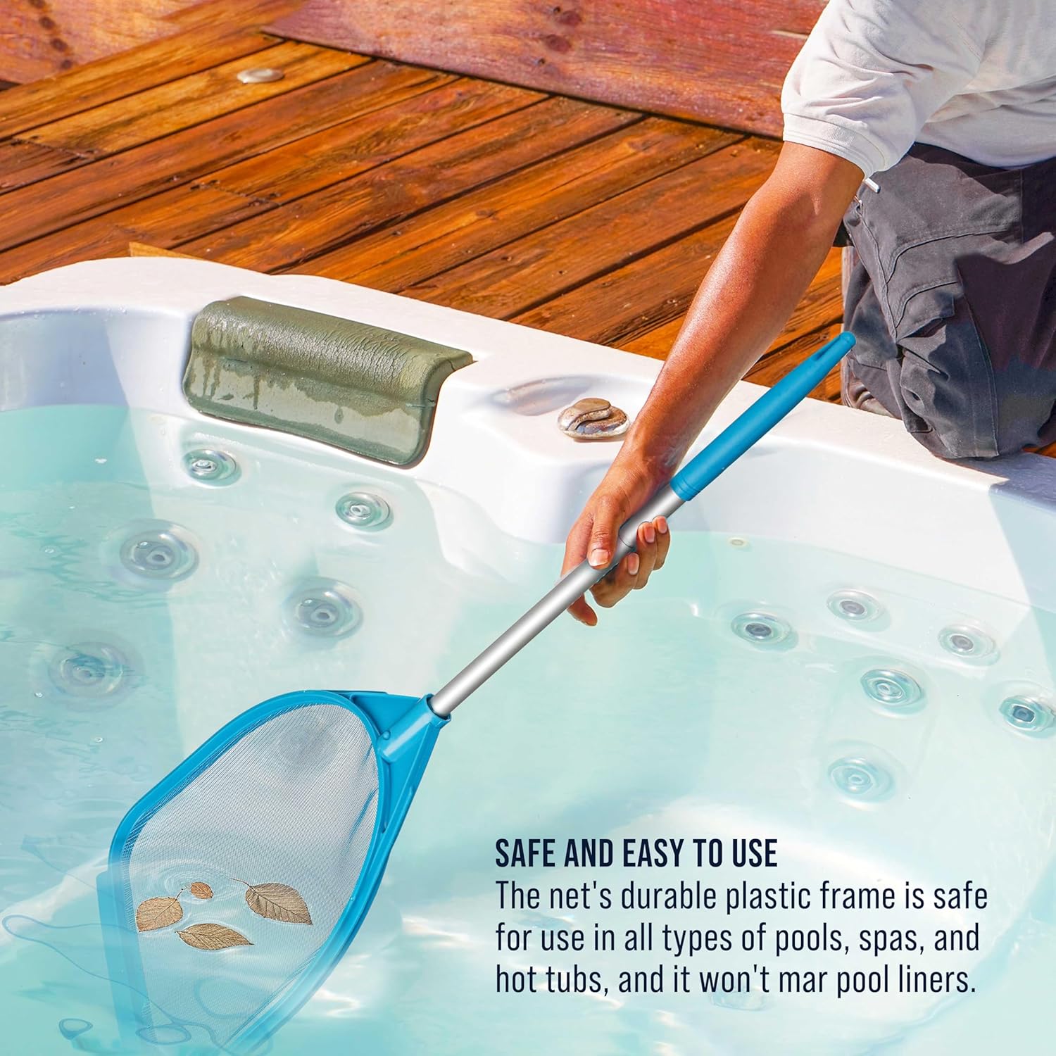 U.S. Pool Supply Pool Skimmer Net - Handheld Fine Mesh for Spa & Hot Tub Cleaning | Adjustable 32" to 5' Length