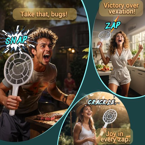 Gold Zone Electric Fly Swatter | Powerful Bug Zapper Racket with 3mm Mesh - Lightweight & Battery Operated for Indoor/Outdoor Use