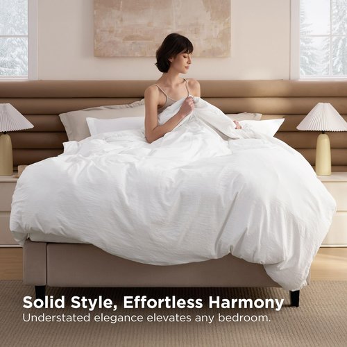 Bedsure Removable Cover with Comforter Duvet Insert King - 4 Pieces White Prewashed Soft Bedding Set for All Seasons Use, Includes 1 Duvet Cover, 1 Comforter, 2 Pillow Shams