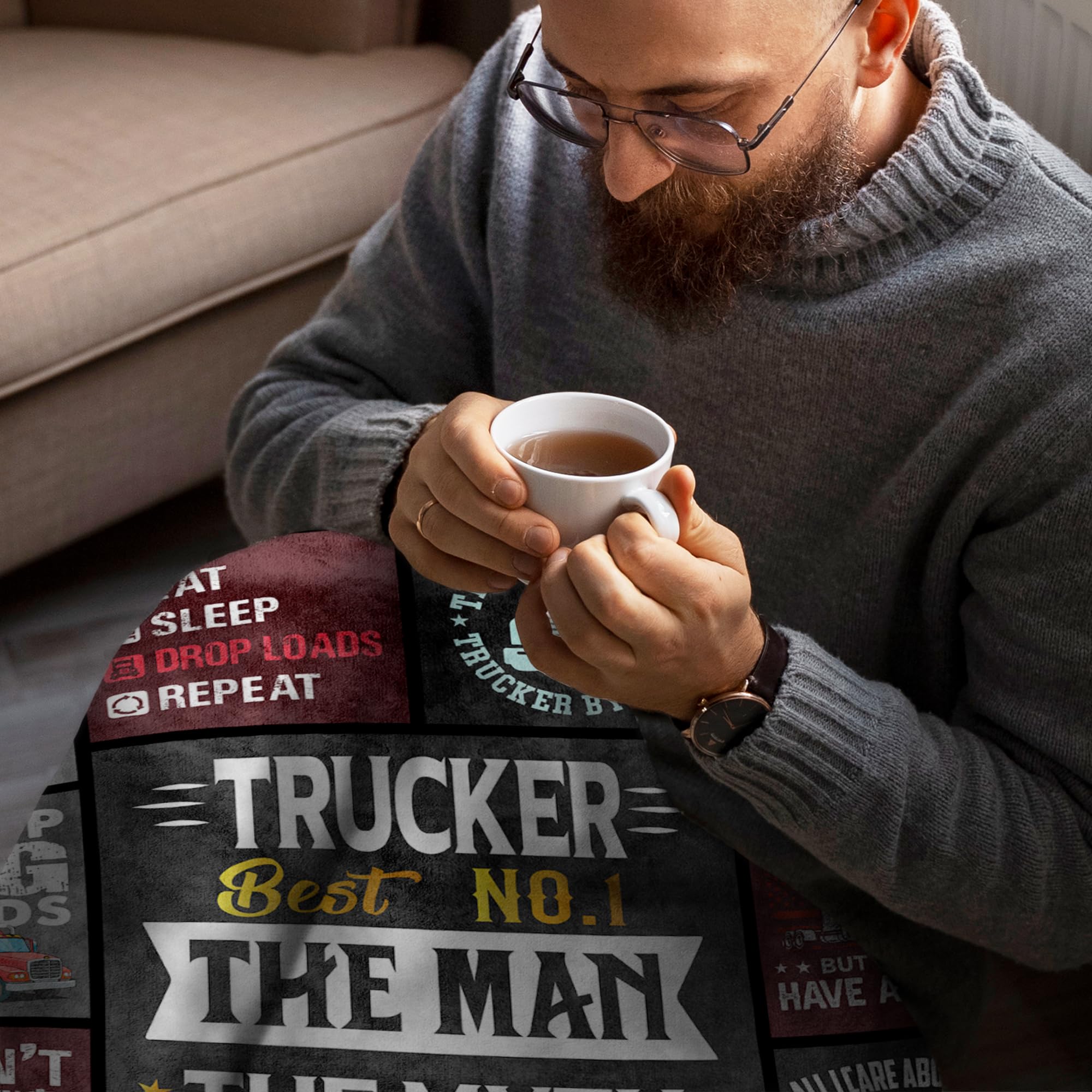 AIYUBOFUN Truck Driver/Trucker Gifts for Men Blanket 60" x 50", Truck Driver/Trucker Gifts, Gifts for Truck Drivers Men, Trucke Driver Appreciation Gifts