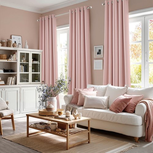MIULEE Baby Pink Blackout Curtains - Thermal Insulated Room Darkening Drapes | 90 Inches Long, 2 Panels