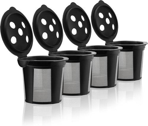 Keurig - 4 Reusable K Cups with Multistream Technology | Black Refillable Coffee Filters for K-Duo & K-Slim