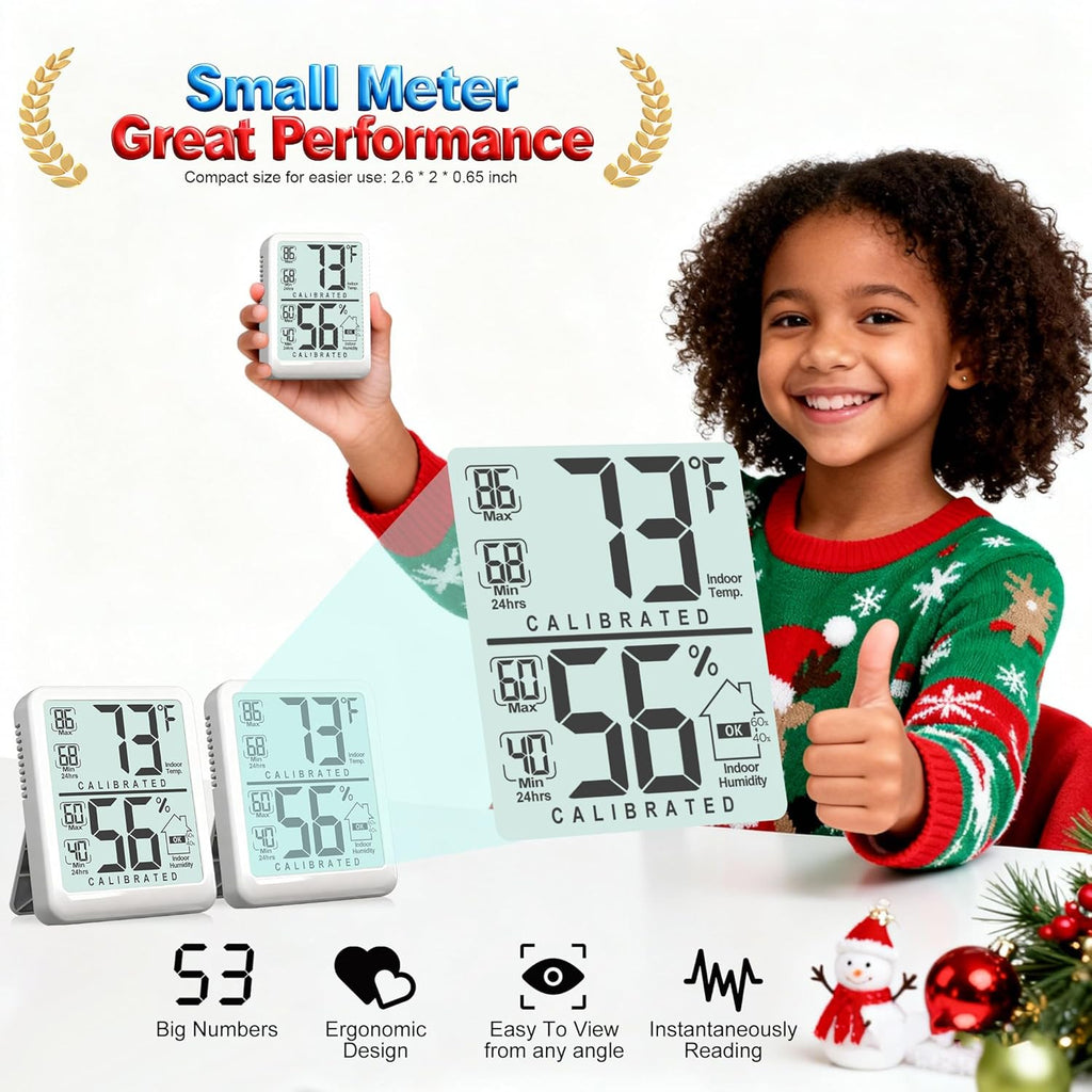 Antonki Digital Room Thermometer - Indoor Temperature & Humidity Gauge with Max/Min Records | Battery Included
