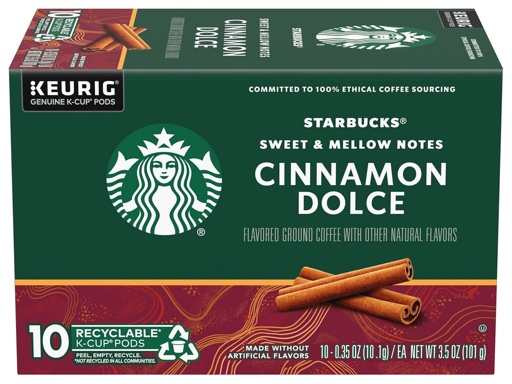 Starbucks K-Cup Pods - Cinnamon Dolce Flavored Coffee with Sweet Notes | 10 Pods Per Pack (Set of 4)