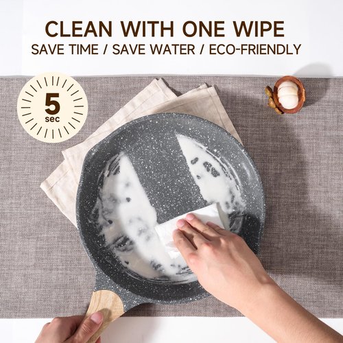 JEETEE Nonstick Frying Pans Set, Skillets Set 2 Pcs, 8" 10" Granite Non-Stick Frying pan, Nonstick Omelette Skillet with Soft Touch Handle, Grey