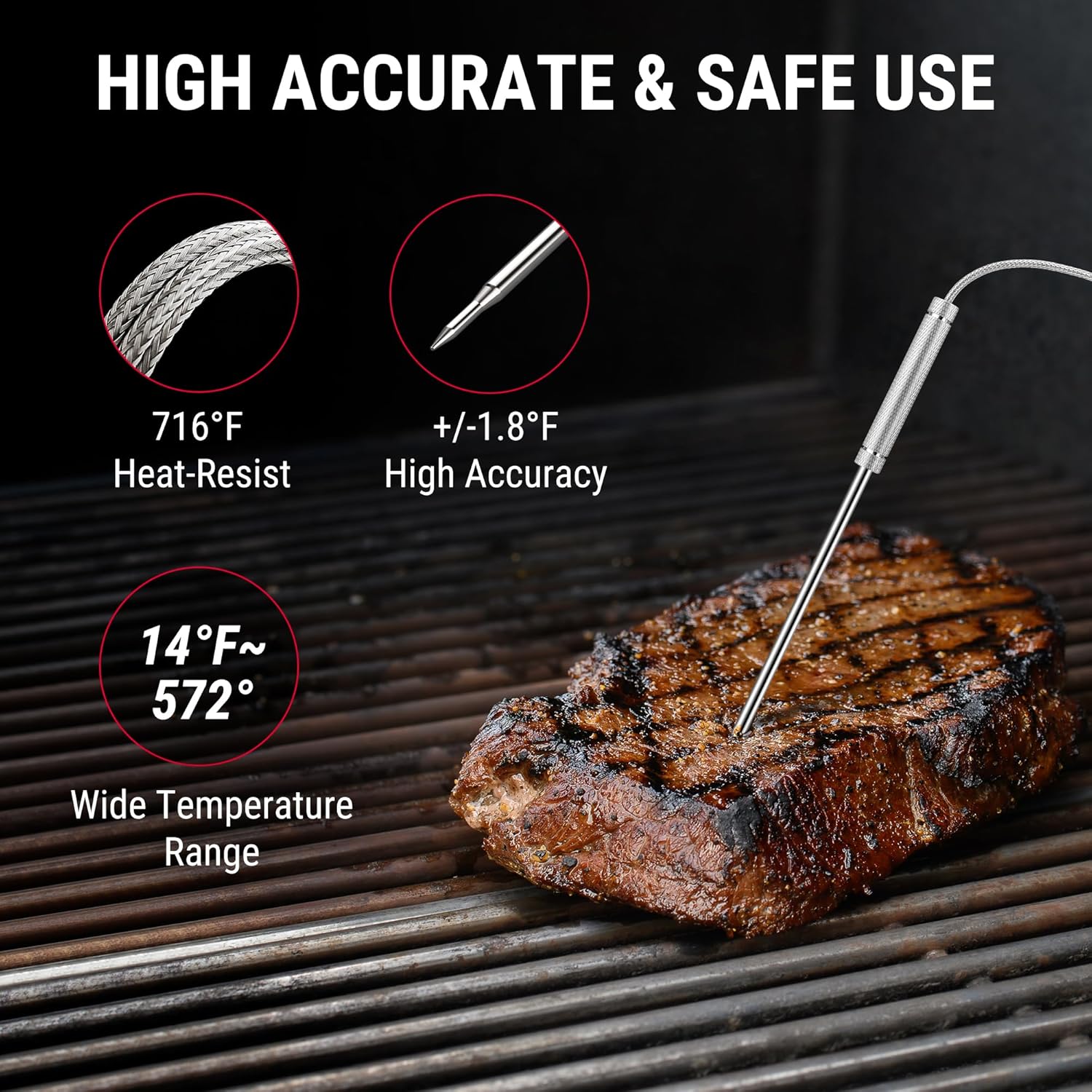 ThermoPro Wireless Meat Thermometer - 650 ft Range, Bluetooth Probes for Grilling & Smoking, Rechargeable BBQ Accessory