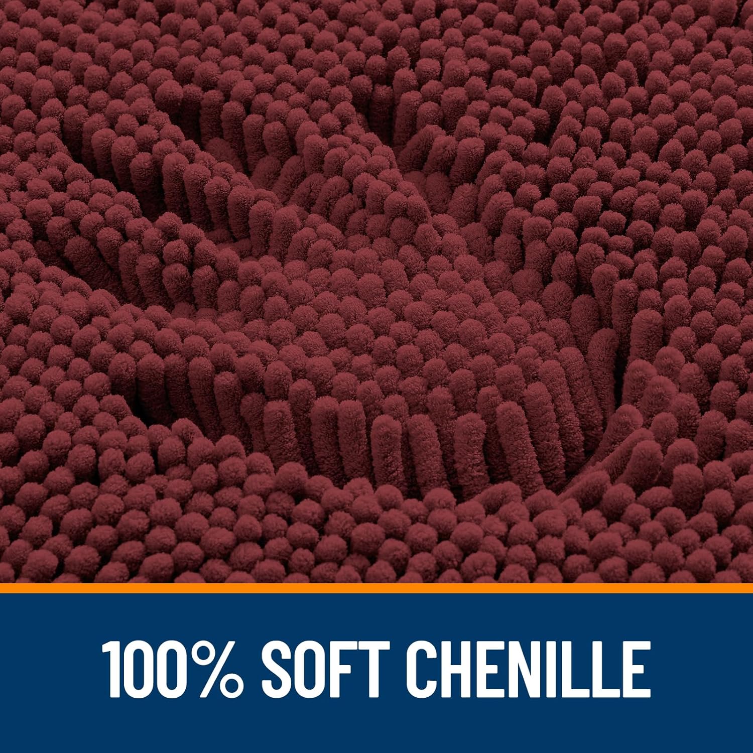 OLANLY Large Bathroom Rugs - Soft Absorbent Chenille Bath Mats | Quick Dry, Machine Washable, 59x35 in Andorra Red-Brown