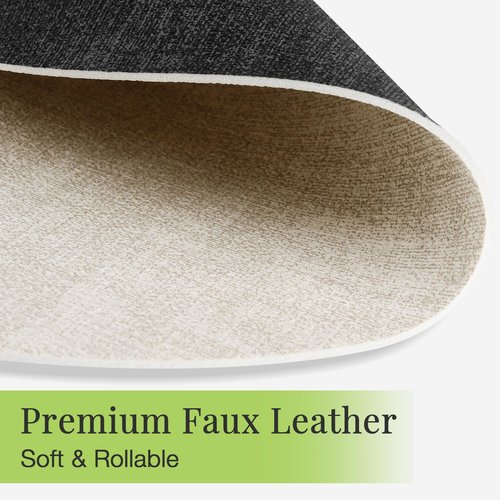 13-Inch Faux Leather Round Placemats Set of 6, Waterproof Anti-Slip Dual Sided Place mats, Heat Resistant Washable Table Mats with Coaster, Suitable for Indoor & Outdoor (6, Black Beige)
