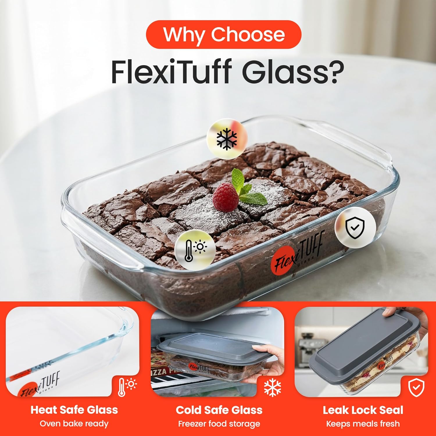 Regine Switzerland 8-Piece Rectangular Bakeware Set - BPA-Free, Leakproof, Microwave & Dishwasher Safe | Clear Containers with Lids