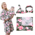 Miracle Baby Maternity Robe and Baby Swaddle Blanket, Matching Robe and Swaddle Set Mom And Baby, Hospital Labor and Delivery Gown