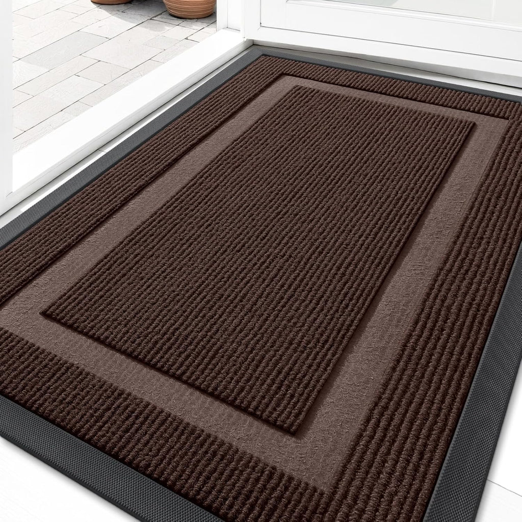 OLANLY Waterproof Front Door Mat - All-Season, Fade Resistant, Easy Clean | 29.5x17, Dark Brown