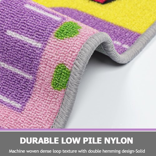 Capslpad Kid Rug for Playroom Purple Play Rug Traffic Road Car Play Mat 6.6x5.0 ft Educational Learning Area Rug Washable Kids Carpet for Children Girls Bedroom,Playroom,Nursery Room Decor