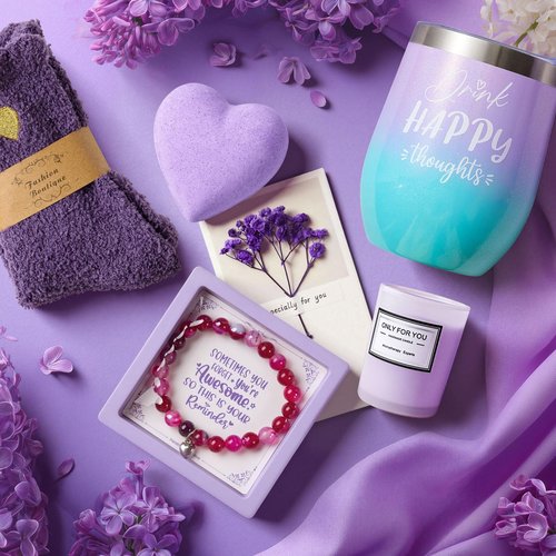 Birthday Gifts for Women Mom Daughter Best Friend - Unique Christmas Valentines Day Gifts for Her Wife Girlfriend - Lavender Self Care Get Well Soon Gift, Spa Gift Baskets w/Blanket Care Package