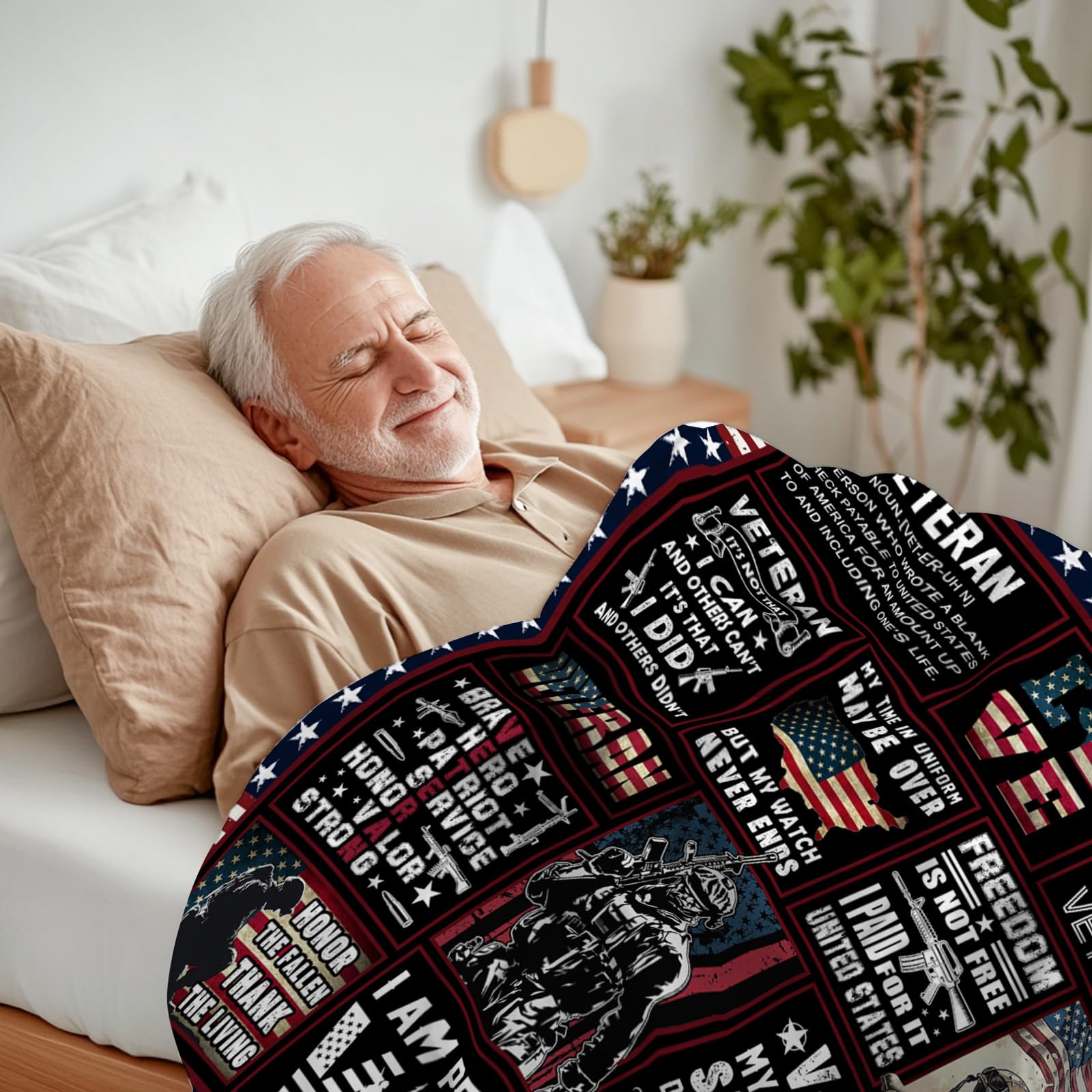 BUUGVIIL Veteran Gifts for Men Dad Husband, Fathers Day Birthday Retirement Gifts for Veterans, Navy/Army/Air Force Veteran Gifts, Hard Head Veterans Blanket 50"x60"