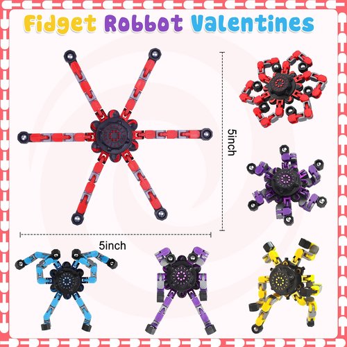 Malhaii 24 Pack Valentines Day Cards for Kids School Classroom Gifts, Fidget Spinner Boys Class Valentines Day Exchange Gift Bulk for Kids Party Favors Sensory Toys Valentine s Goodie Bags Stuffers