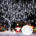 Skiennix Meteor Shower Lights - 2 Pack Outdoor Christmas Decorations with Timer | 384 LED, 30cm Tubes, Cool White