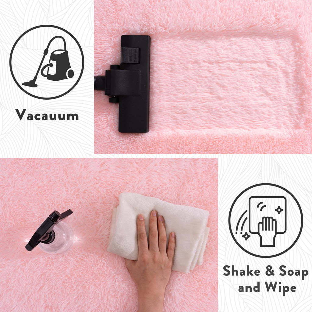 Round Fluffy Pink Rug for Bedroom, 4Ft Fuzzy Shag Circle Area Rug for Girls Kids Room Nursery, Soft Non Slip Plush Carpet for Dorm Living Room Home Decor