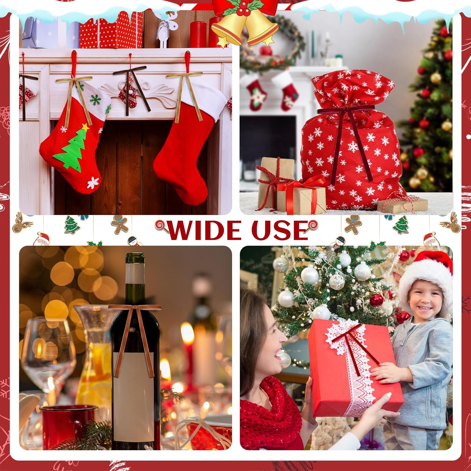 Regine Switzerland Burgundy Velvet Ribbon Bows - 24 PCS Tree Topper Ornaments | 5x7 Inch for Christmas Decor