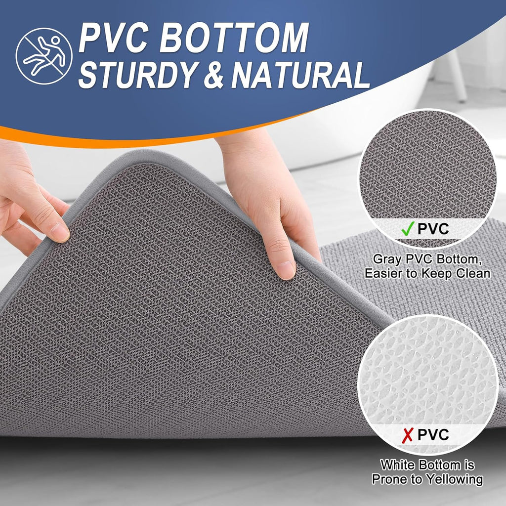OLANLY Bath Mat Rug - Thick Memory Foam, Extra Soft & Absorbent | Non-Slip, Quick Dry, 30x20, Grey