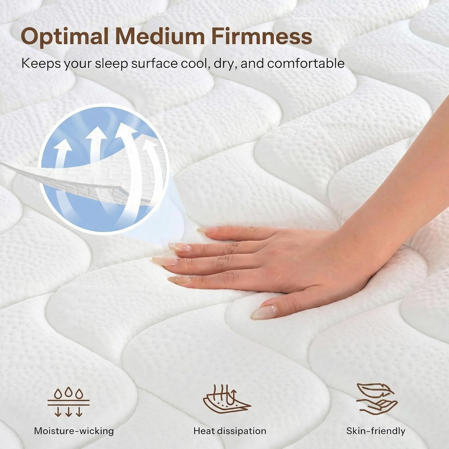 Serene 10 Inch King Hybrid Mattress - Premium Cooling Gel Memory Foam & Pocketed Coils for Spine Alignment, Medium Firm, Fiberglass-Free, CertiPUR-US Certified, Made in USA