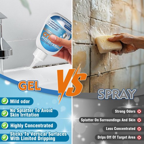 Vigorder Mold Stain Cleaner Gel, 8 FL oz Heavy-Duty Household Cleaner for Washing Machine Gasket, Shower Caulk, Bathroom Grout & Front Loader Seal