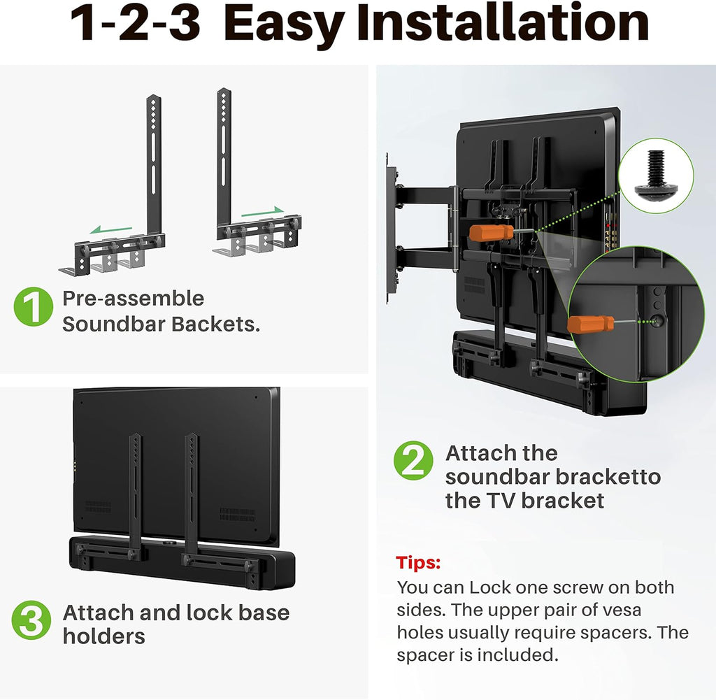 USX MOUNT Soundbar Mount - Securely Mount Sound Bar Above or Below TV | Supports Up to 13.2 lbs