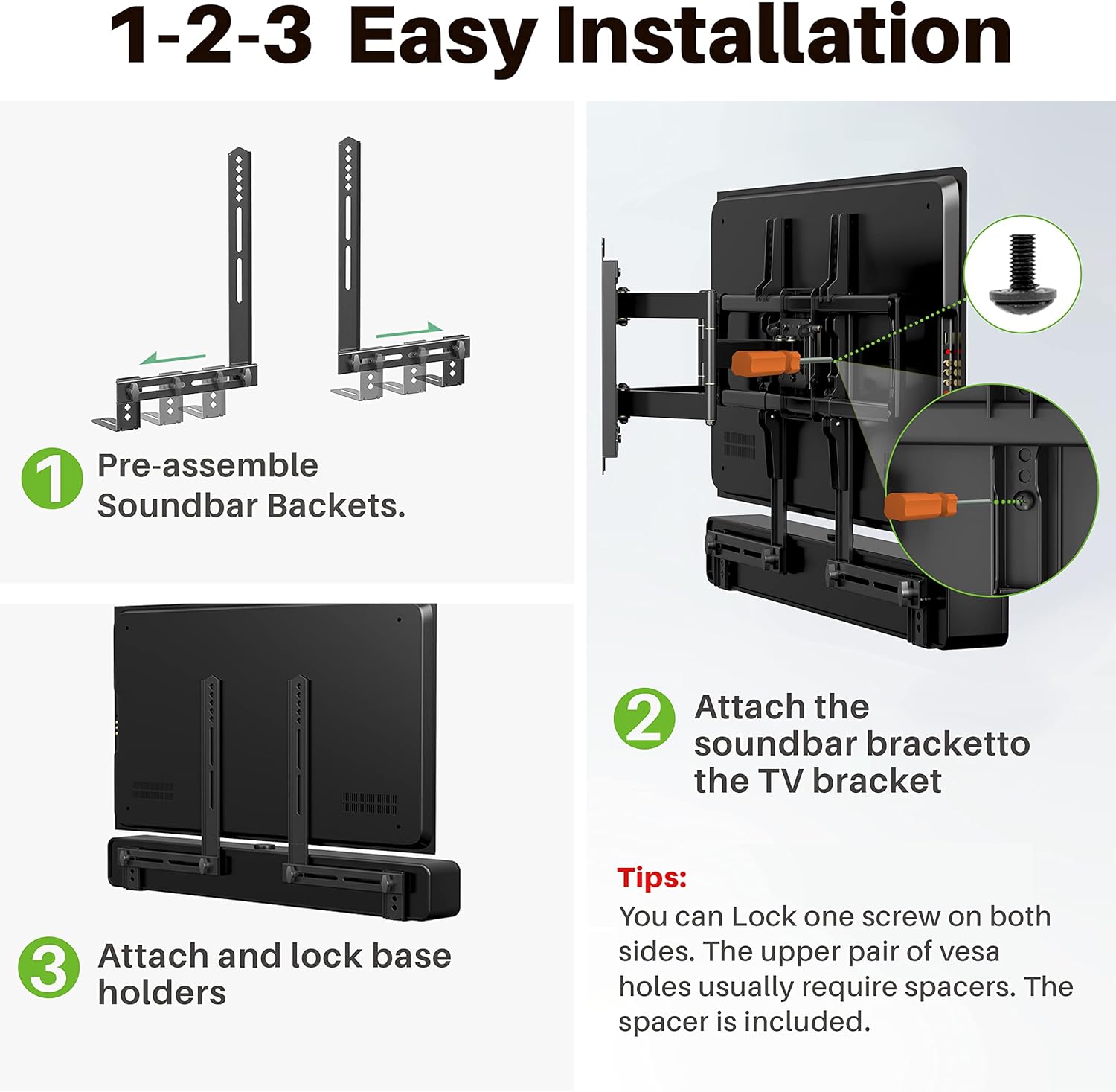 USX MOUNT Soundbar Mount - Securely Mount Sound Bar Above or Below TV | Supports Up to 13.2 lbs