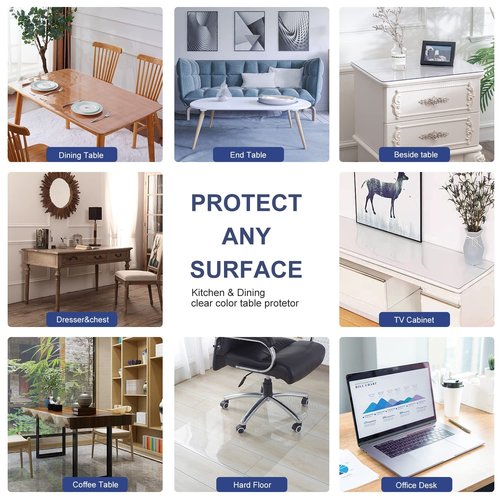 36x78 Rectangular Table Cover Protector Clear Plastic PVC Tablecloth Office Desk Pad Mat for Meeting Patio Garden Coffee Glass Dining Buffet Table Bar Countertop Protection Waterproof Vinyl Non-Slip