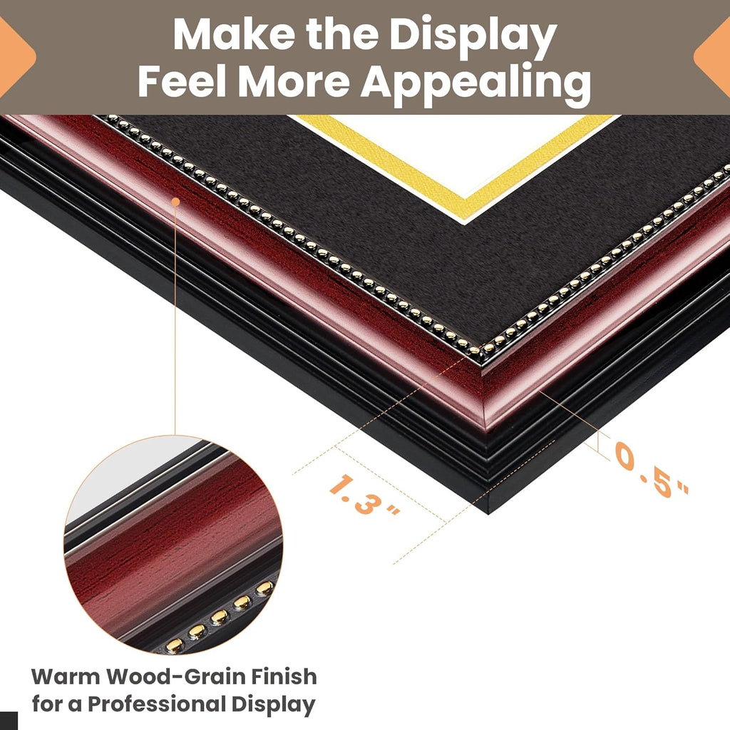 Upsimples Diploma Frame - Classic Wood Grain with Gold Beading | 8.5 x 11 or 11 x 14 Size Options, Perfect Graduation Gift