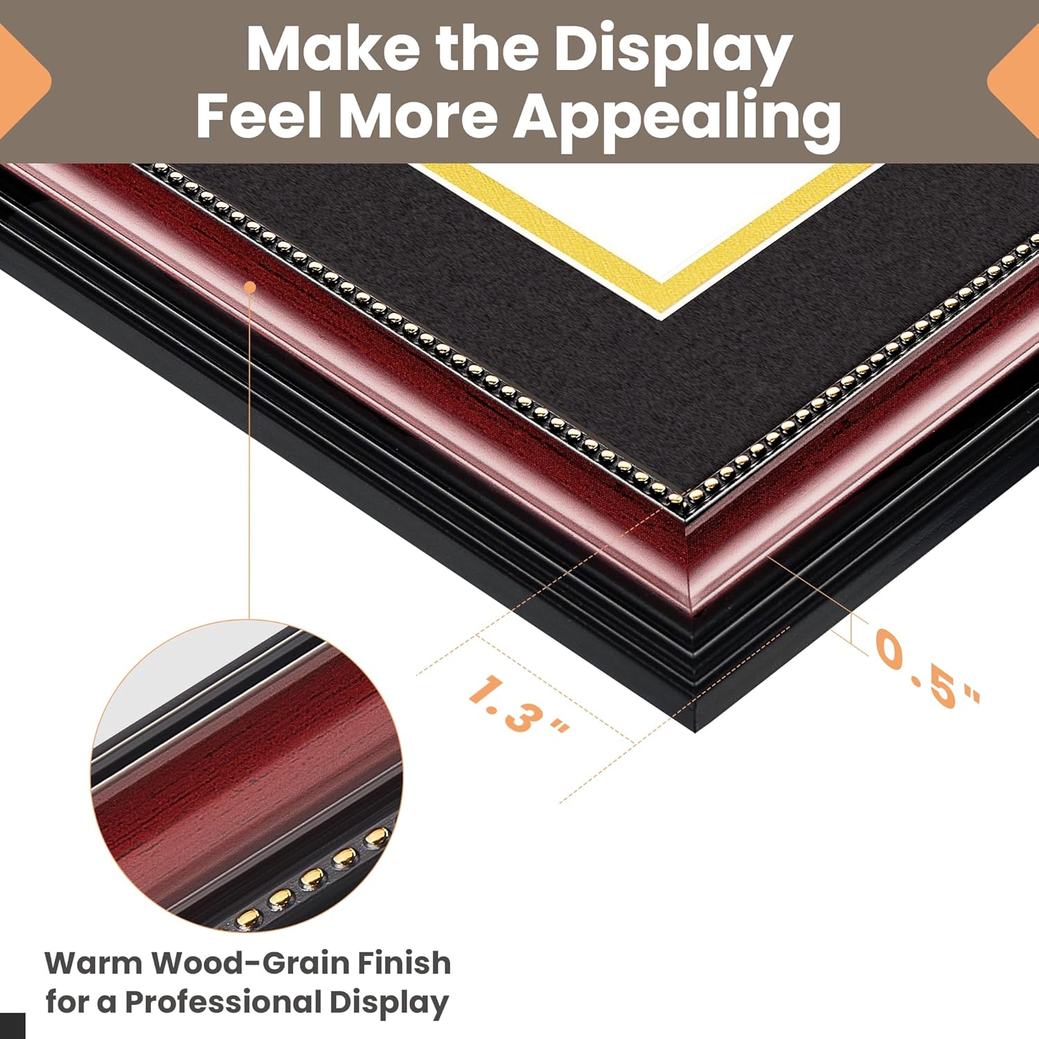 Upsimples Diploma Frame - Classic Wood Grain with Gold Beading | 8.5 x 11 or 11 x 14 Size Options, Perfect Graduation Gift
