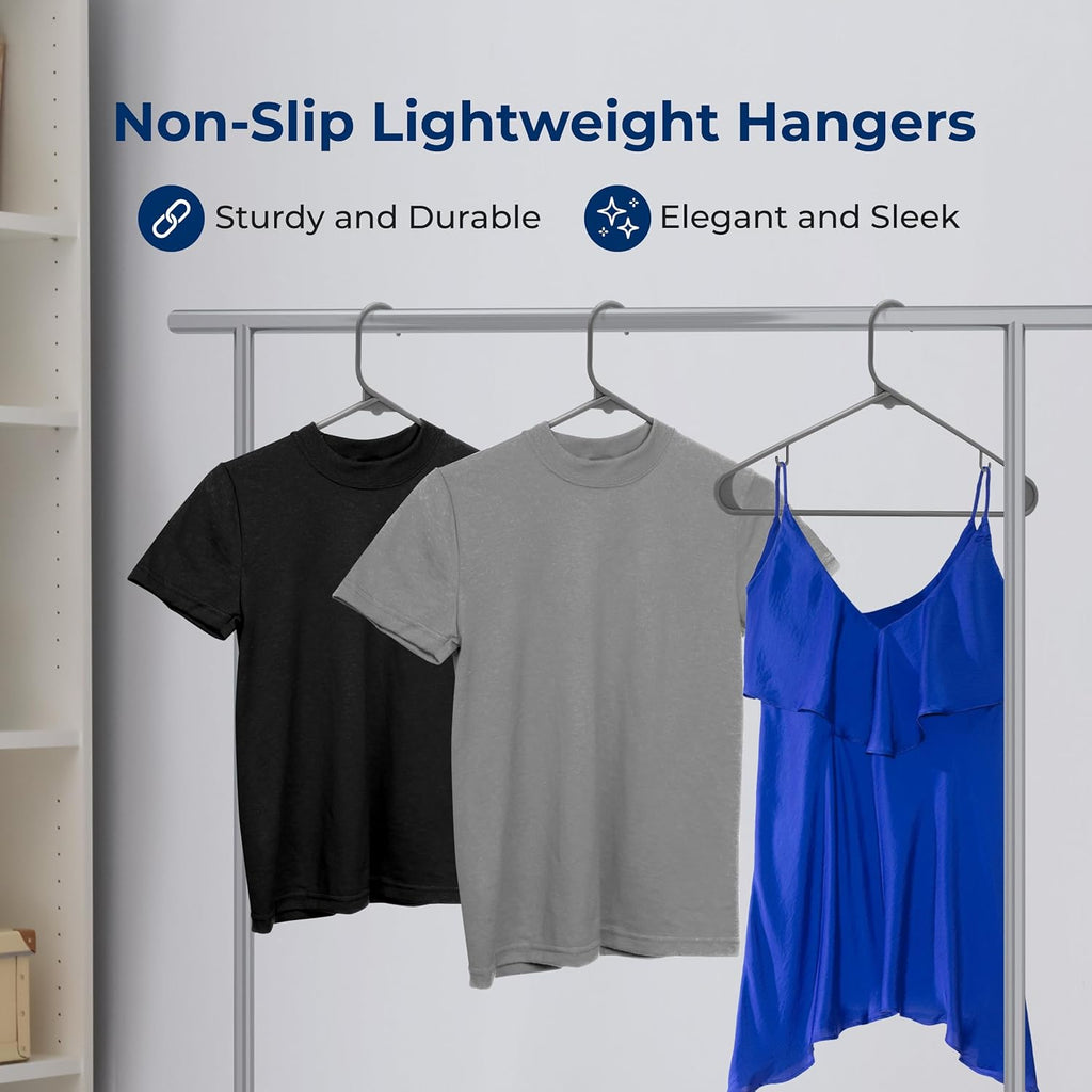 SereneLife Non-Slip Plastic Hangers - Durable Space-Saving Closet Organizers | 30 Pack for Shirts, Sweaters & Kids Clothes