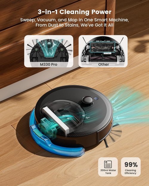 Lefant M330 Pro LiDAR Robot Vacuum & Mop - Smart Mapping, Tangle-Free Pet Hair, Slim Design