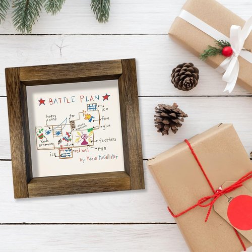 Home Alone Christmas Decorations - Funny Wooden Sign Art Prints for Holiday Decor | Indoor Table & Wall Decor